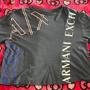 Armani Exchange Grey Graphic Crop Top